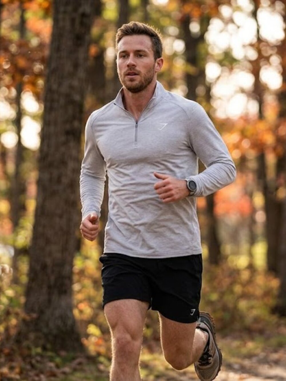 Gymshark Men’s Light Gray Quarter-Zip Performance Top - Size L